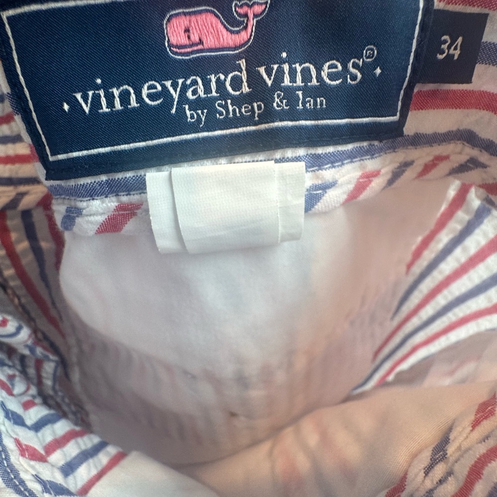 Vineyard Vines Men's Seersucker Shorts - Red, White & Blue Stripes - Picture 3 of 6